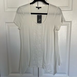 NWT White Adrianna Papell Blouse Size S